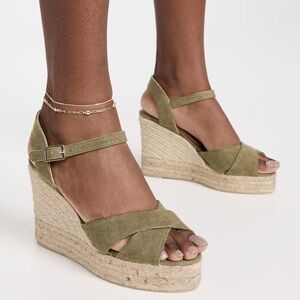 Castaner Blaudell Canvas Tall Espadrilles in Olive NEW
